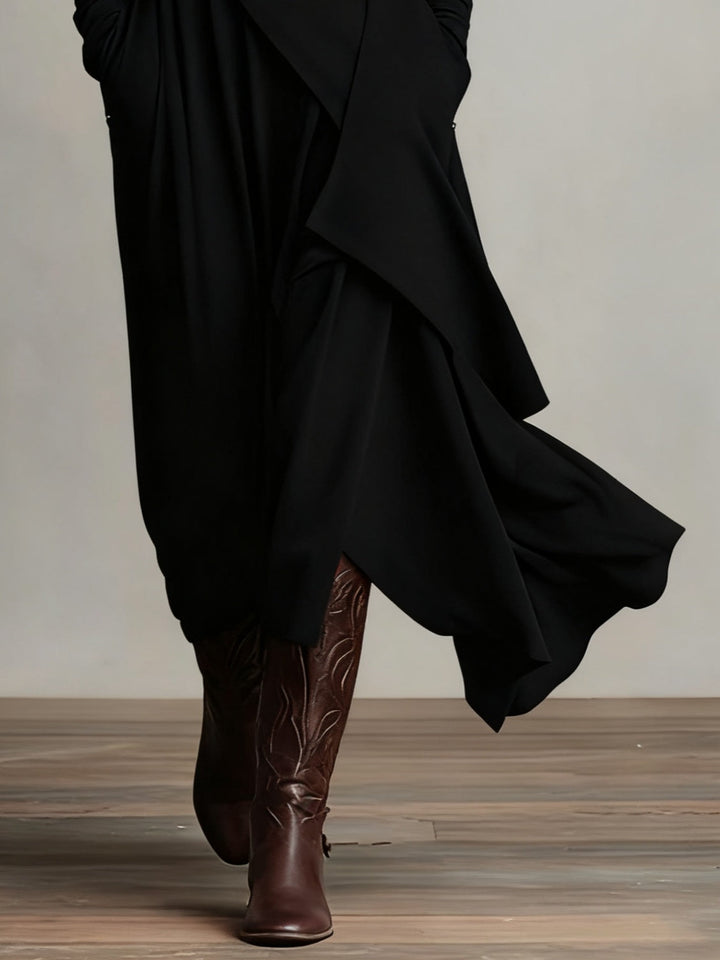 Celenora - Hochgeschlossenes Soft-Touch-Maxikleid