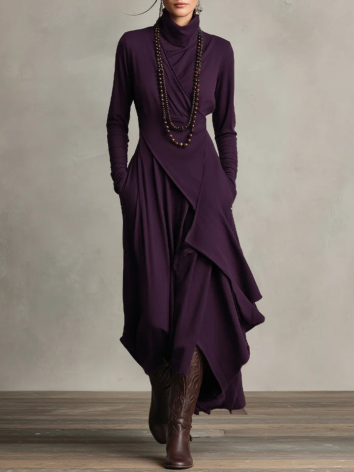 Celenora - Hochgeschlossenes Soft-Touch-Maxikleid