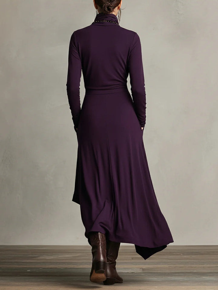 Celenora - Hochgeschlossenes Soft-Touch-Maxikleid