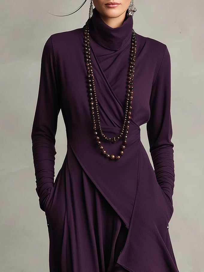 Celenora - Hochgeschlossenes Soft-Touch-Maxikleid