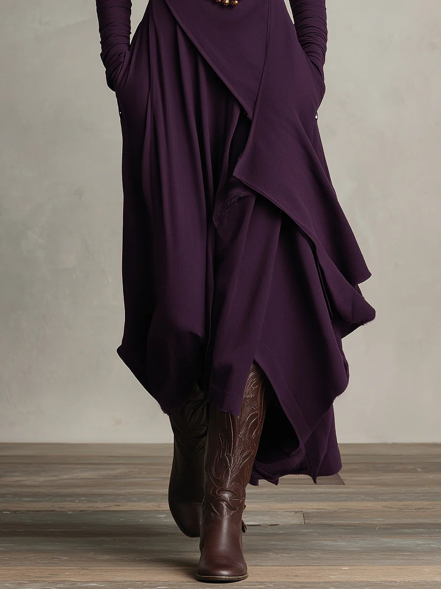 Celenora - Hochgeschlossenes Soft-Touch-Maxikleid