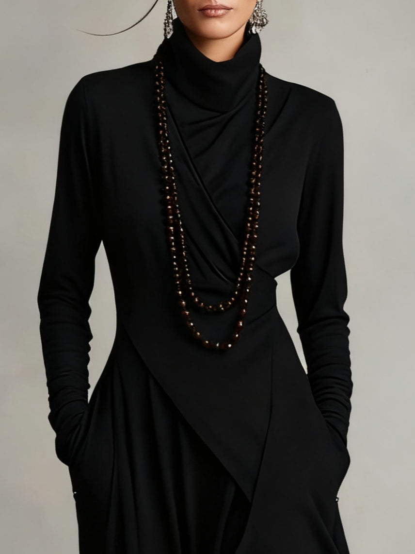 Celenora - Hochgeschlossenes Soft-Touch-Maxikleid