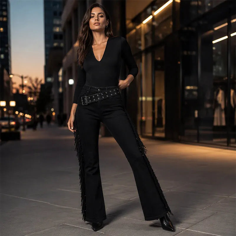 Fiorenne - Fransen-Schlaghose im Western-Stil