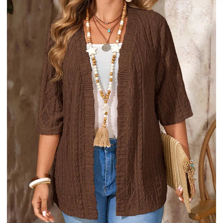 Delienne - Strickjacke mit softem Griff und Ajourmuster