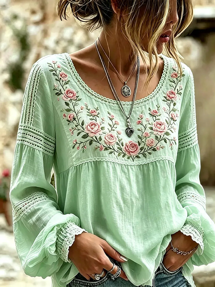 Tressalia - Bestickte Leinenbluse