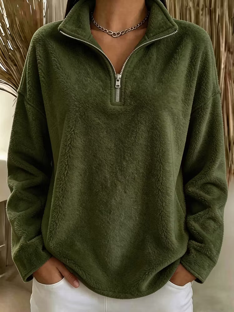 Tiana - Legeres Fleece-Sweatshirt mit Stehkragen