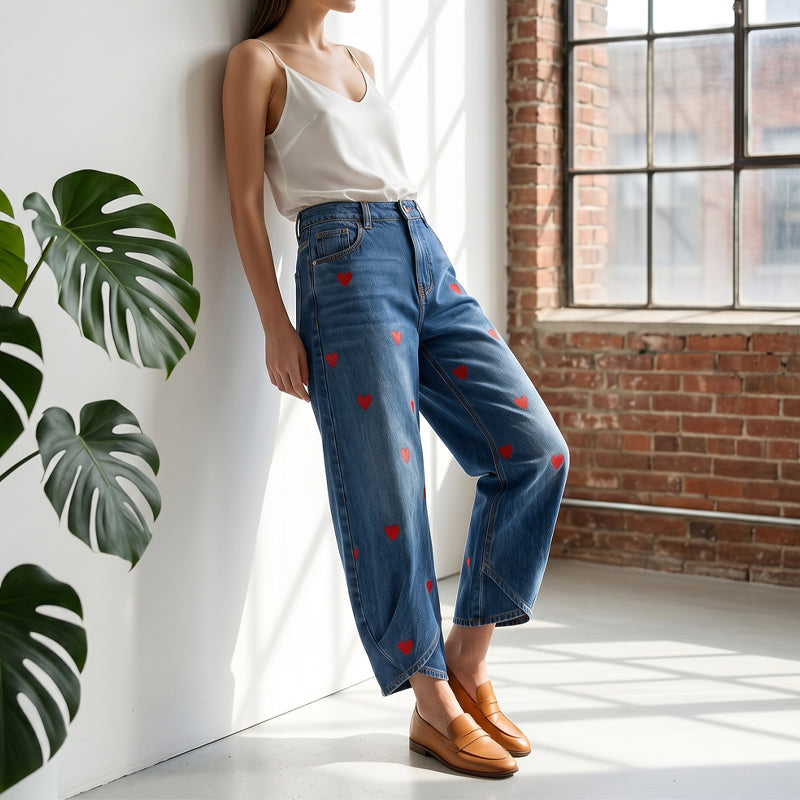 Arabella - Schlagjeans mit Herzmuster