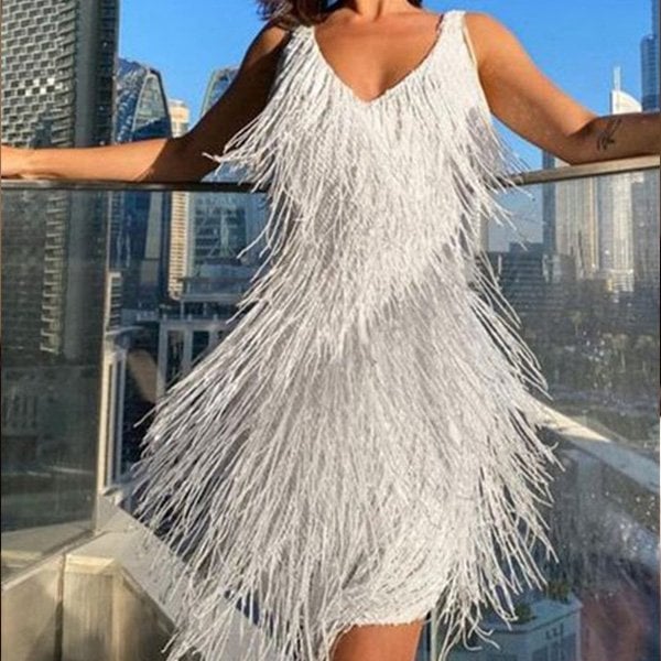 Wina - Luxuriöses Cocktailkleid mit Fransenbesatz