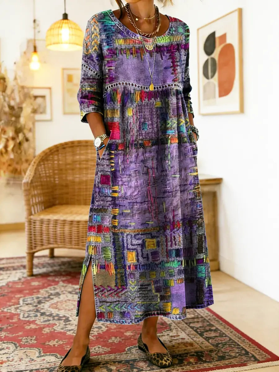 Maelle - Bedrucktes, locker geschnittenes Midikleid