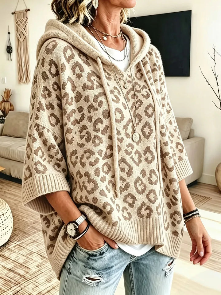Jocasta - Oversize-Strickpullover mit Leopardenmuster