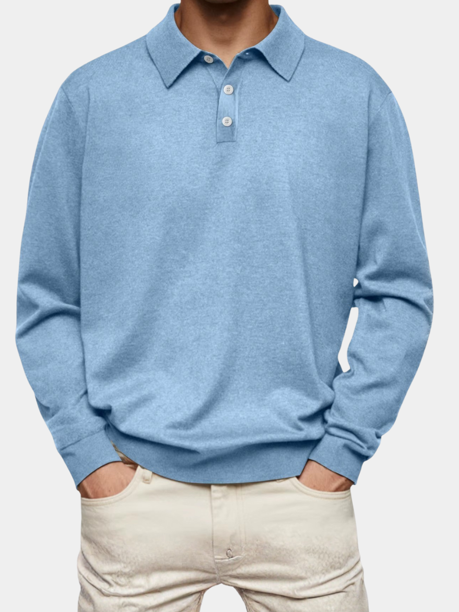 Olivier - Langärmliges Polo mit gemustertem Kragen