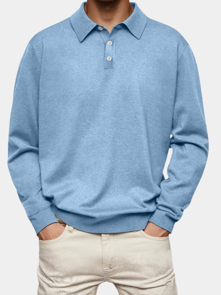 Olivier - Langärmliges Polo mit gemustertem Kragen