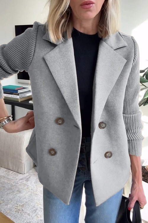 Ebba - Zweireihiger Blazer mit Strickärmeln