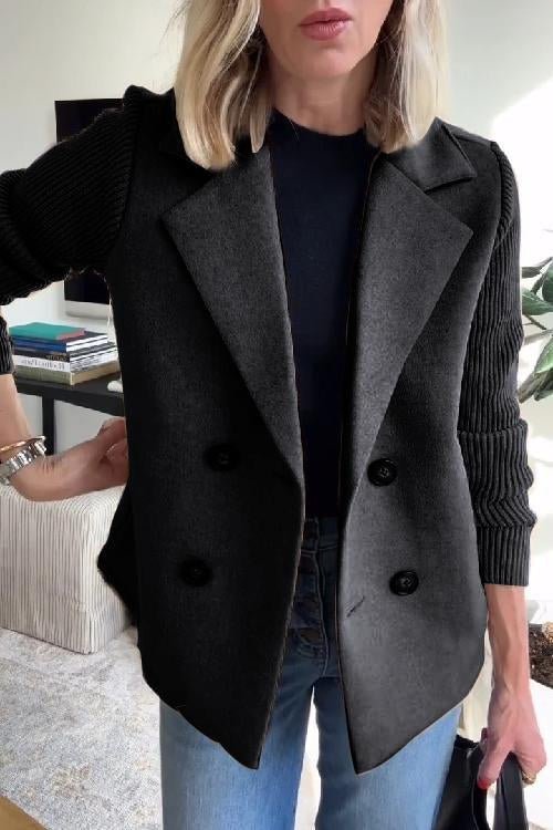 Ebba - Zweireihiger Blazer mit Strickärmeln
