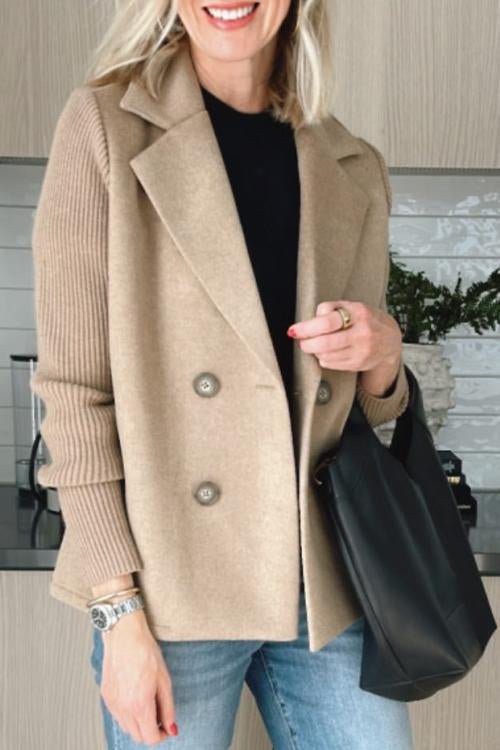 Ebba - Zweireihiger Blazer mit Strickärmeln