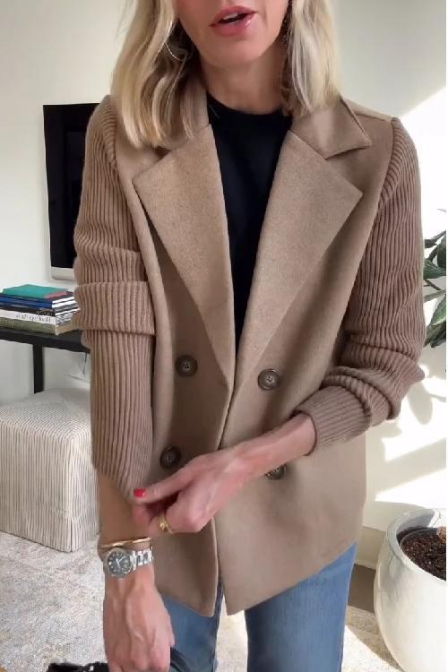 Ebba - Zweireihiger Blazer mit Strickärmeln