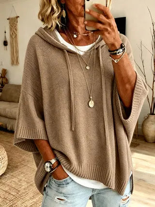 Celandria - Oversized Kurzarm-Hoodie in Soft-Touch-Qualität