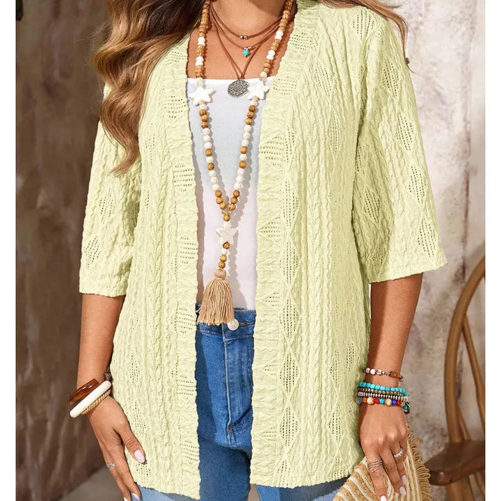 Delienne - Strickjacke mit softem Griff und Ajourmuster