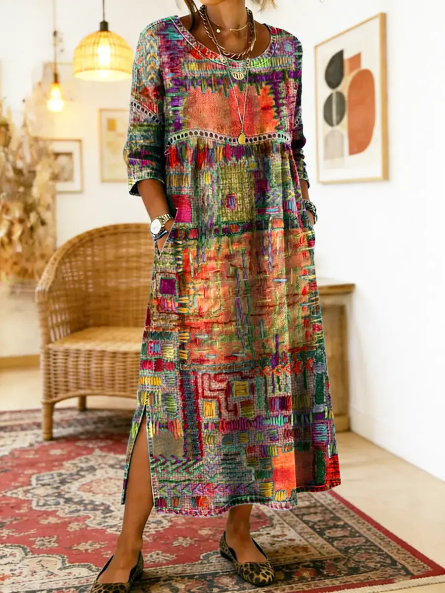 Maelle - Bedrucktes, locker geschnittenes Midikleid