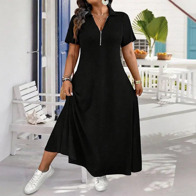 Primelle - Softtouch-Maxikleid mit Reißverschlusskragen