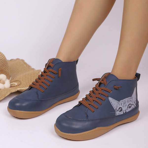 Zorelle - Komfortable Stiefeletten mit Katzenmotiv