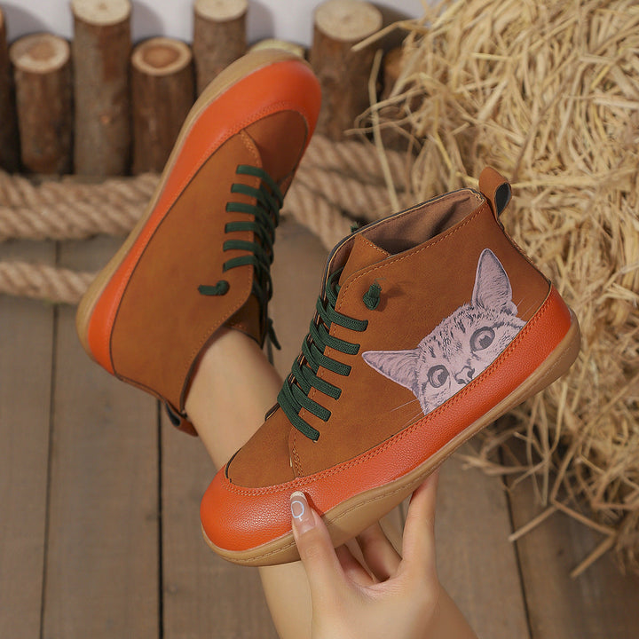Zorelle - Komfortable Stiefeletten mit Katzenmotiv