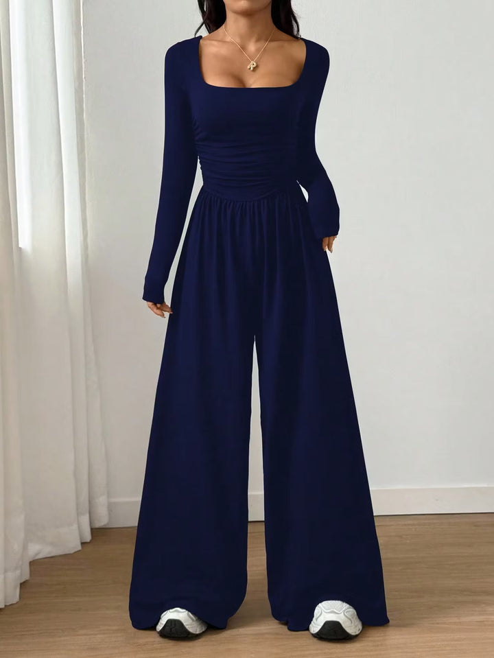 Alise - Jumpsuit mit Rüschen, Karree-Ausschnitt und weiten Beinen