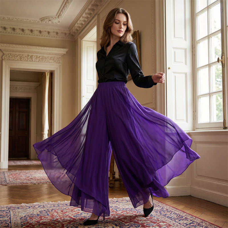 Hope - Weit geschnittene Hose mit Chiffon-Overlay