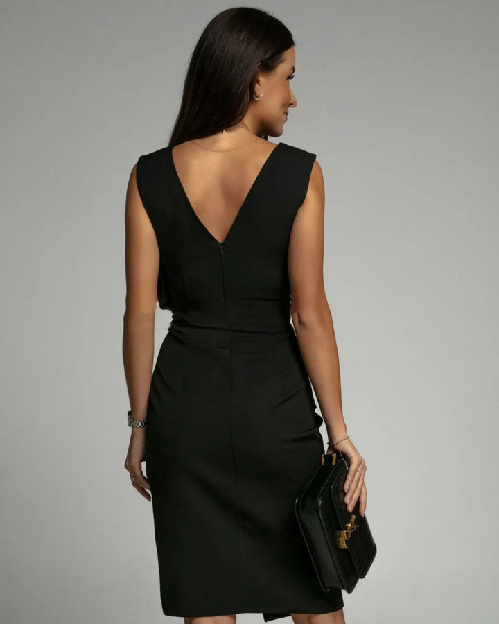 Arielle - Figurbetontes V-Ausschnitt-Kleid mit Schlitz