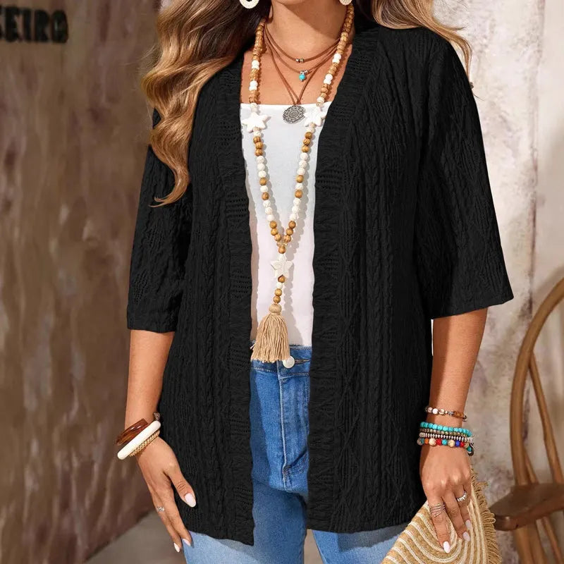 Delienne - Strickjacke mit softem Griff und Ajourmuster