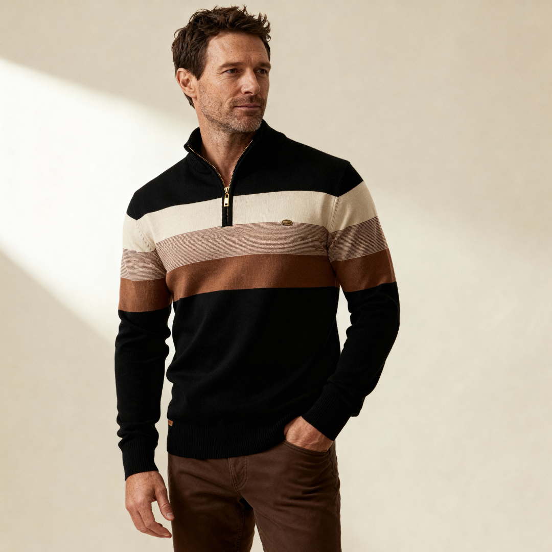 Sylvar - Stretchstrick-Viertelreißverschluss-Pullover