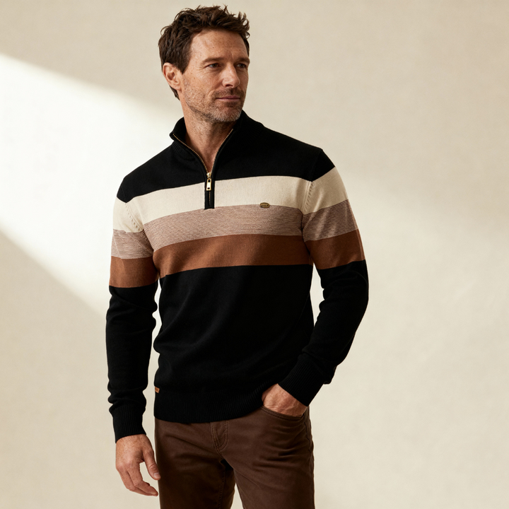 Sylvar - Stretchstrick-Viertelreißverschluss-Pullover