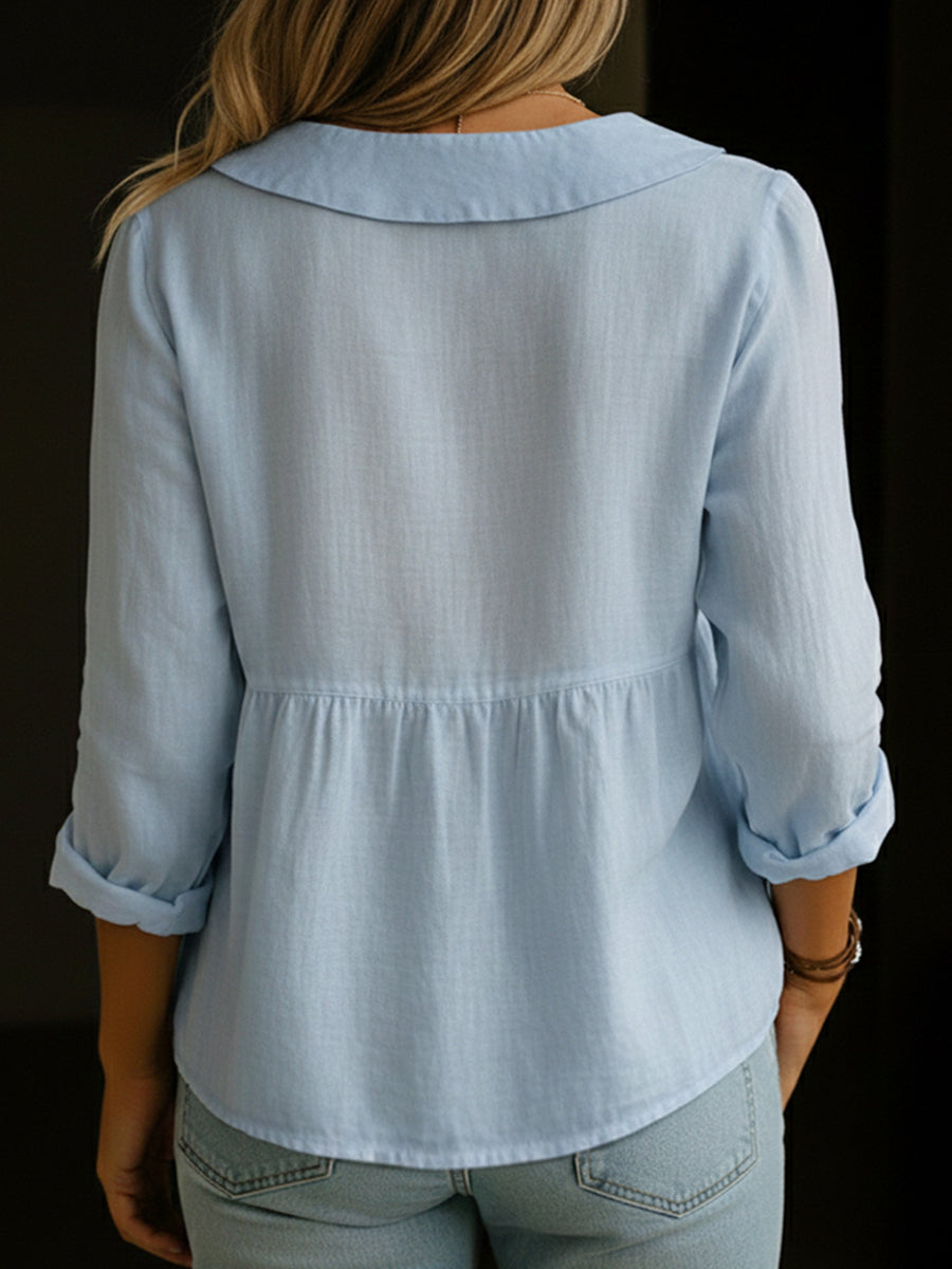 Arlira - Bluse mit Peter-Pan-Kragen aus weichgriffigem Leinen