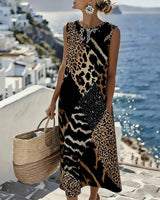 Zosia - Ärmelloses Leopardprint-Kleid mit Soft-Touch