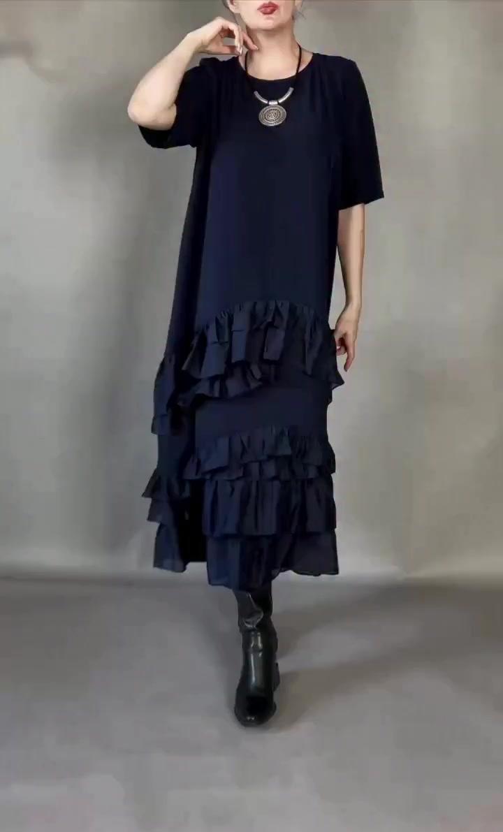 Elena - Soft-Touch Stufen-Maxikleid