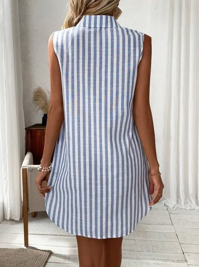Anora - Gestreiftes Hemdblusenkleid in Soft-Touch-Qualität