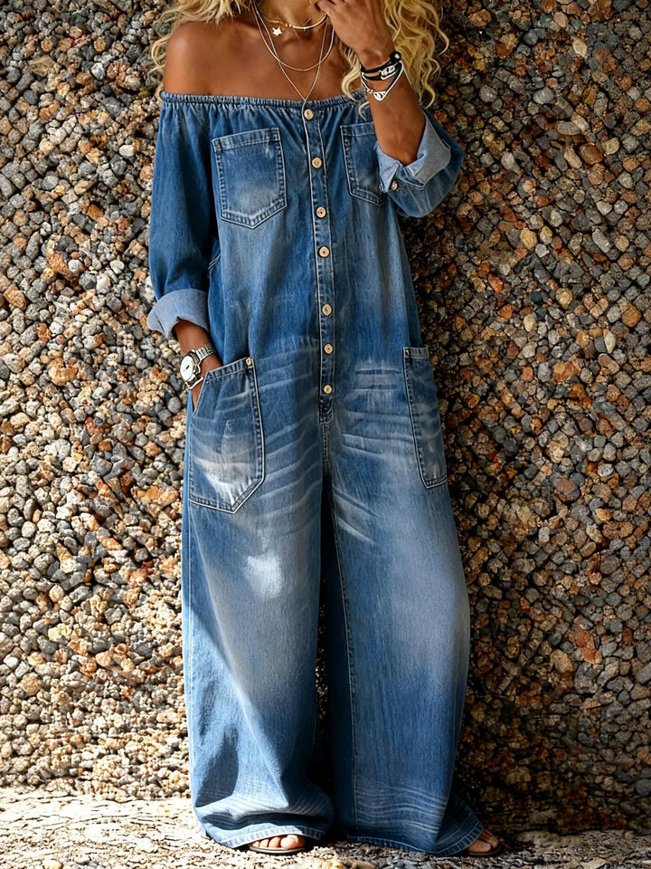 Verity - Schulterfreier Soft-Touch-Jumpsuit