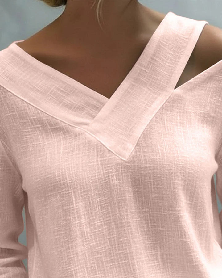 Calira - Schulterfreies Soft-Touch-Top mit V-Ausschnitt