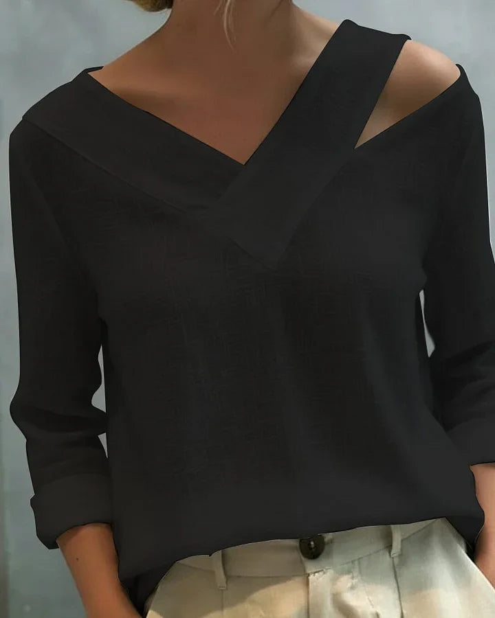 Calira - Schulterfreies Soft-Touch-Top mit V-Ausschnitt