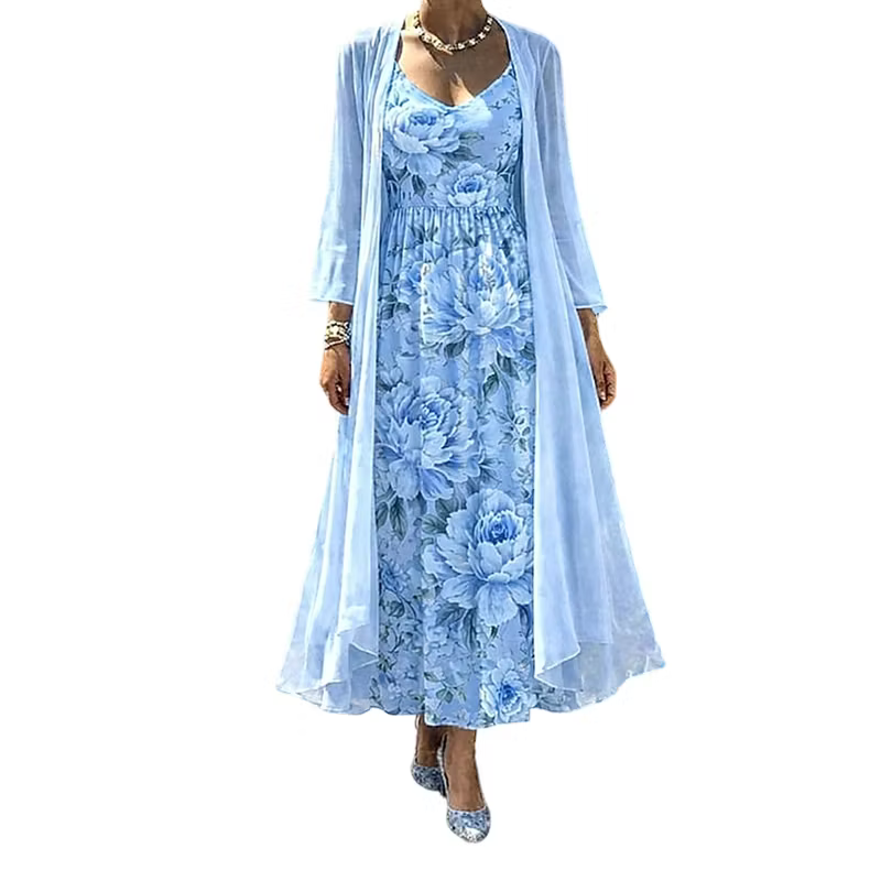 Asteria - Zweiteiliges Set mit floralem Maxi-Kleid