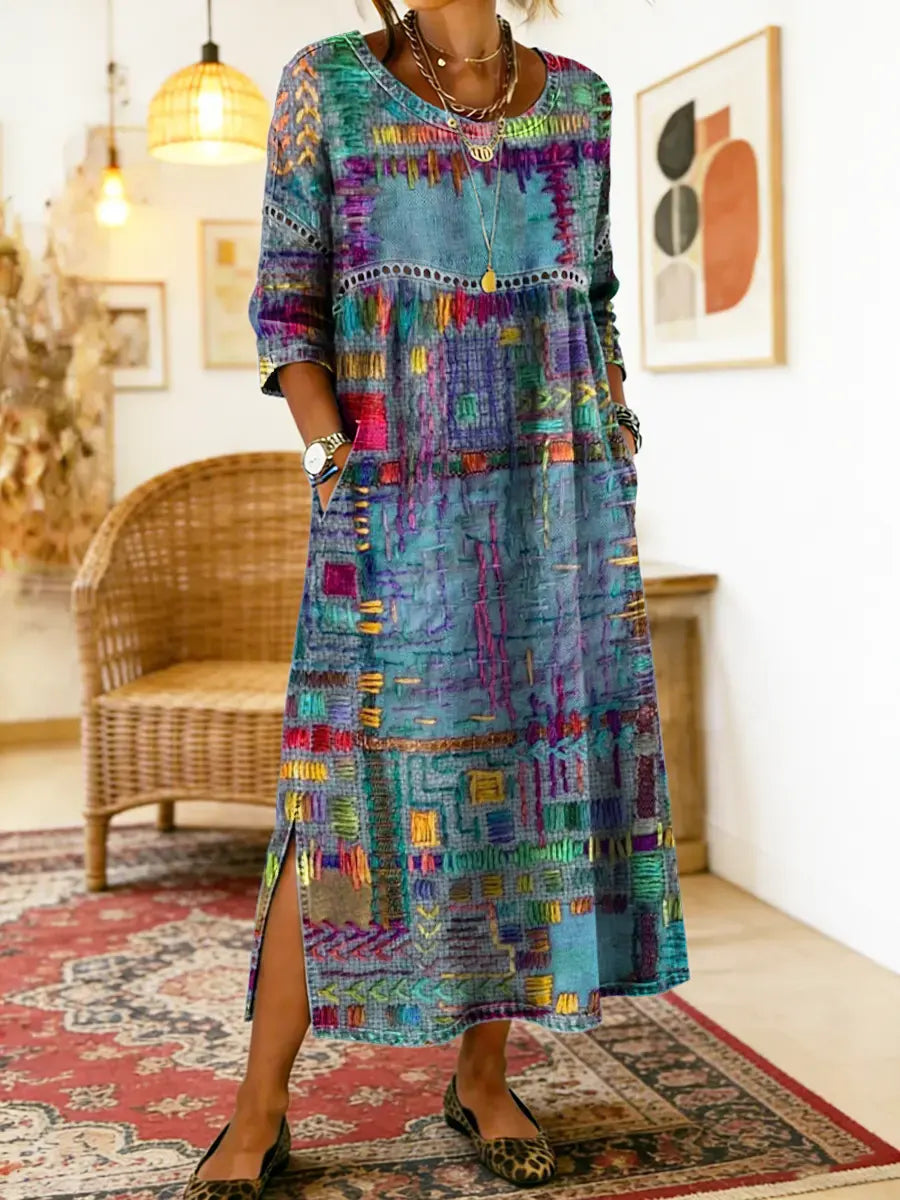 Maelle - Bedrucktes, locker geschnittenes Midikleid