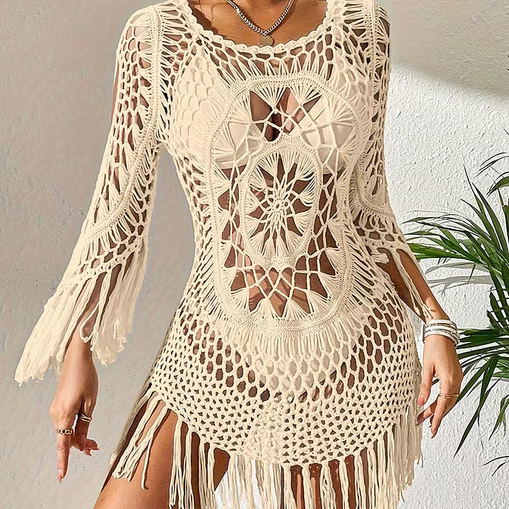 Milena - Boho gehäkelter Strandüberwurf