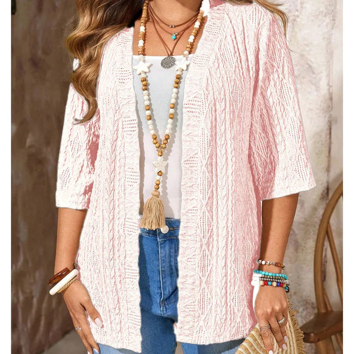 Delienne - Strickjacke mit softem Griff und Ajourmuster