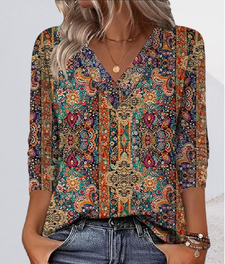 Lenora - Bluse mit sanftem V-Ausschnitt