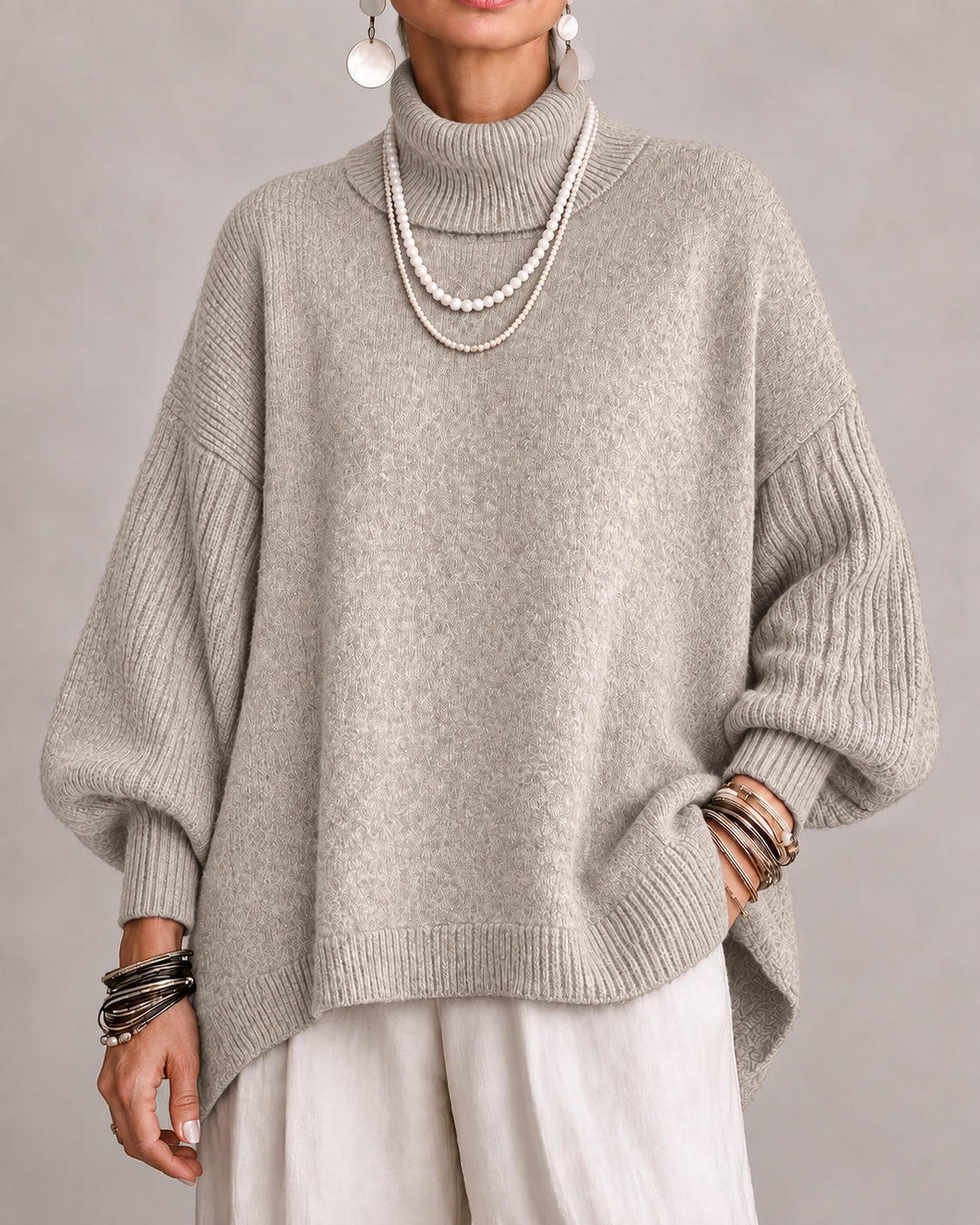 Aislin - Übergroßer Strickpullover mit Rollkragen
