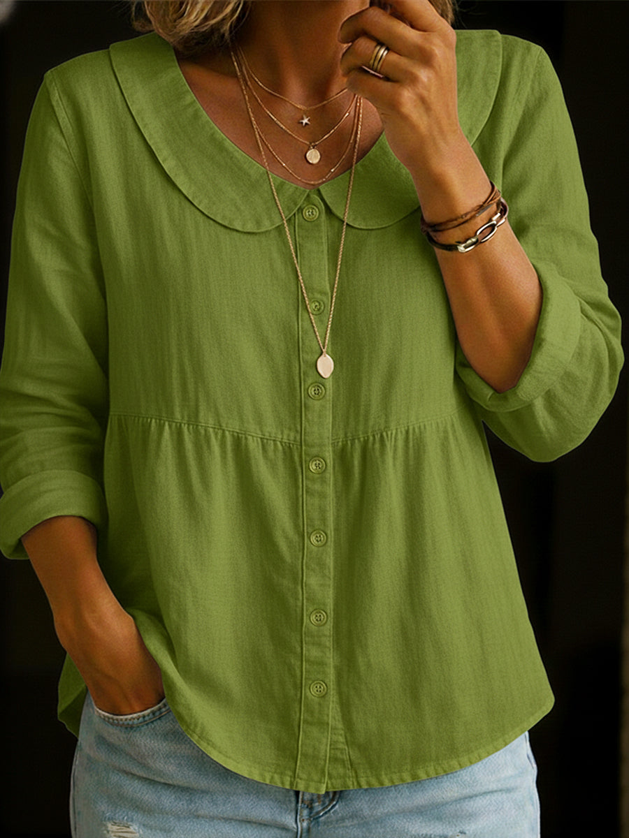 Arlira - Bluse mit Peter-Pan-Kragen aus weichgriffigem Leinen