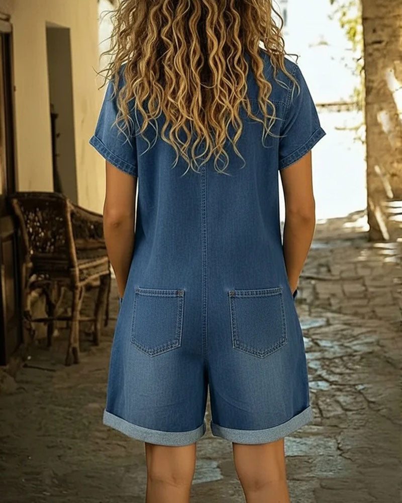 Ysmeria - Denim-Jumpsuit mit Knopfleiste vorn
