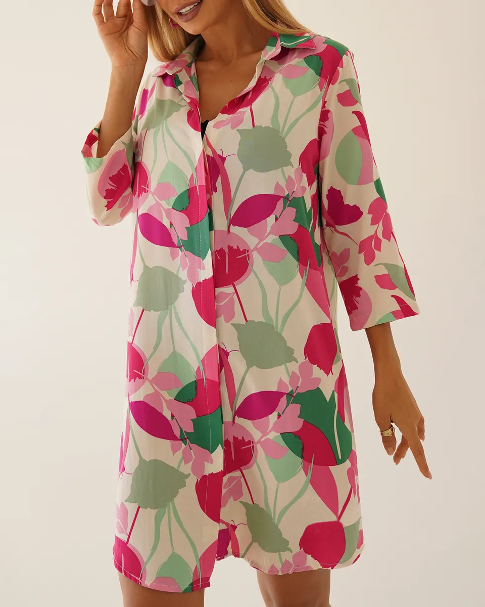 Daniela - Langer Strandüberwurf im Hemd-Stil