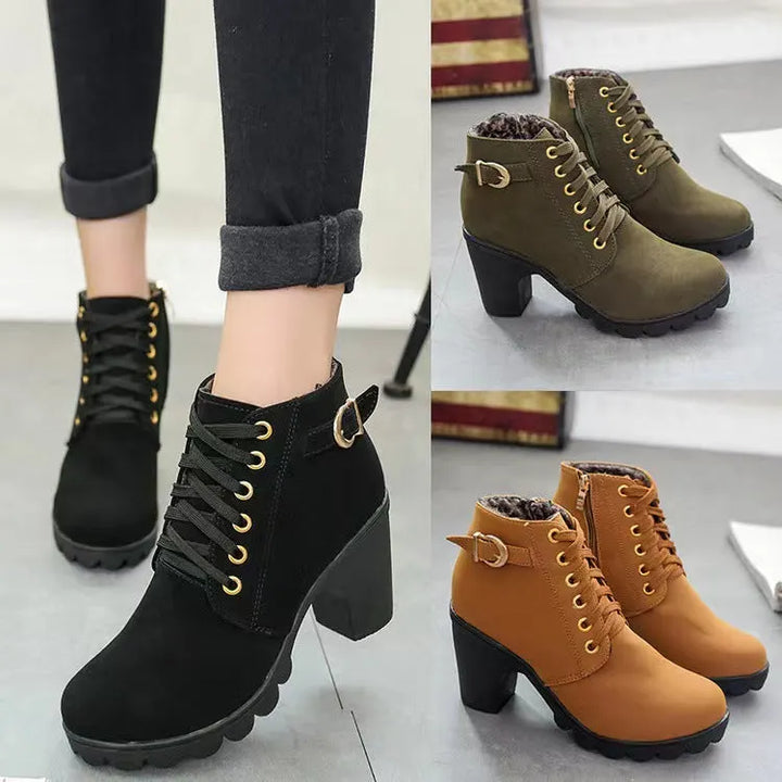 Mara - Plüschgefütterte Blockabsatz-Stiefel