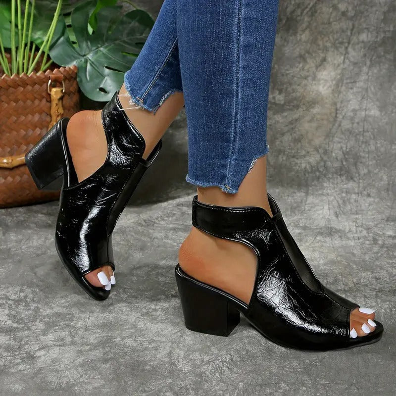 Vasilisa - Peep-Toe-Sandalen mit Blockabsatz